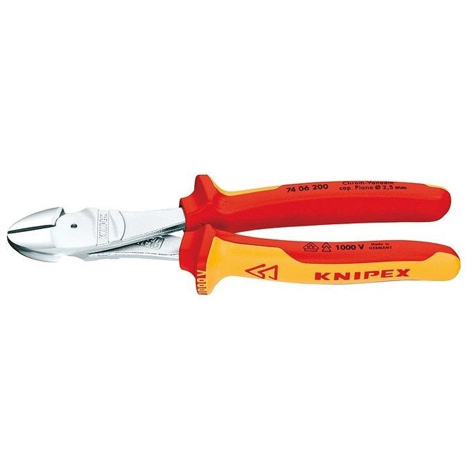 KNIPEX 74 06 200 Tronchese Laterale per Meccanica Tipo Forte Lunghezza 200 mm Impugnature Bicomponenti Isolate VDE colore Nero
