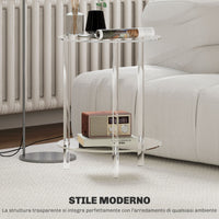 Tavolino da Soggiorno Rotondo a 2 Livelli Ø40x50 cm in Acrilico Trasparente