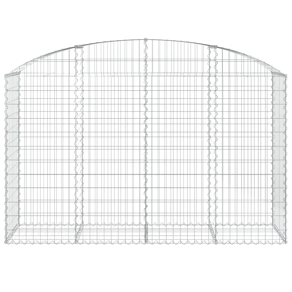 Cesto gabbione recinzione a gabbia muro di contenimento ad arco 200 x 50 x 120/140 cm ferro zincato argento 02_0040023