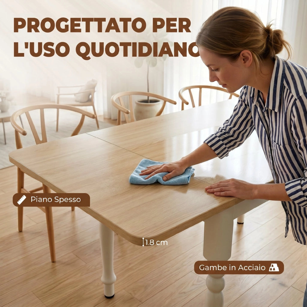 Tavolo Pieghevole da Pranzo Allungabile Legno Naturale ¨C zephmum ¨C 2-6 Persone
