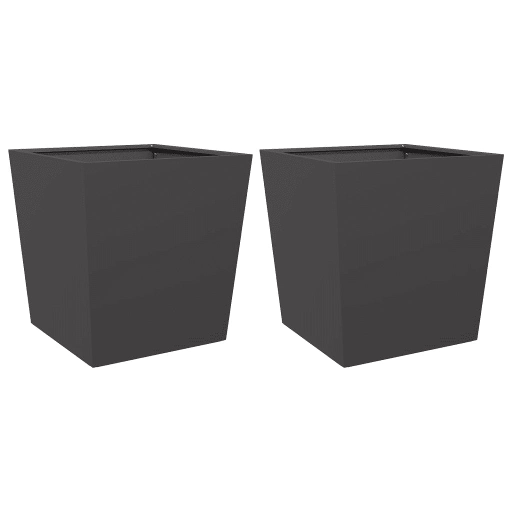 Fioriere da Giardino 2 pz Nere 50x50x50 cm in Acciaio 851067