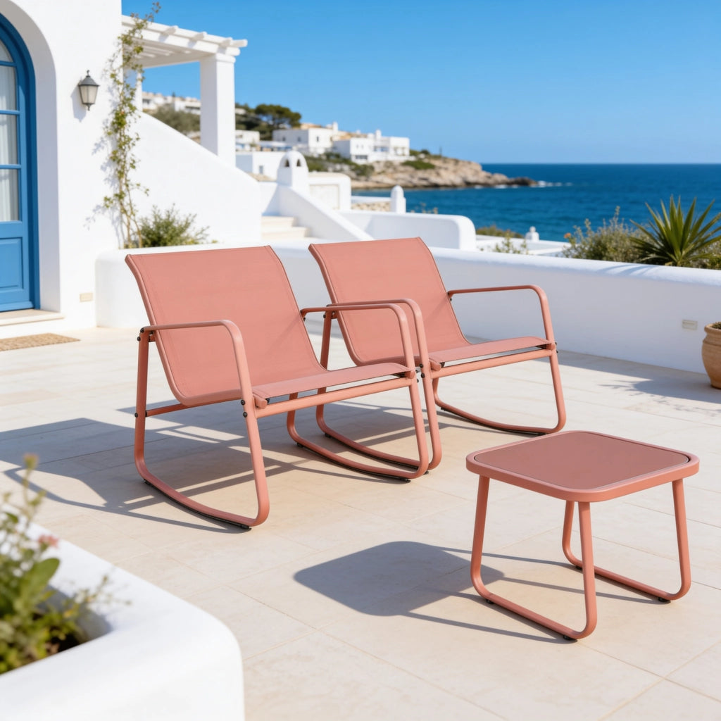 Sedia a dondolo a 2 posti in textilene di terracotta TENERIFE