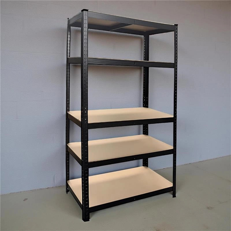 SCAFFALE IN METALLO NERO CON 5 RIPIANI IN MDF 90 X 40 X H180 CM