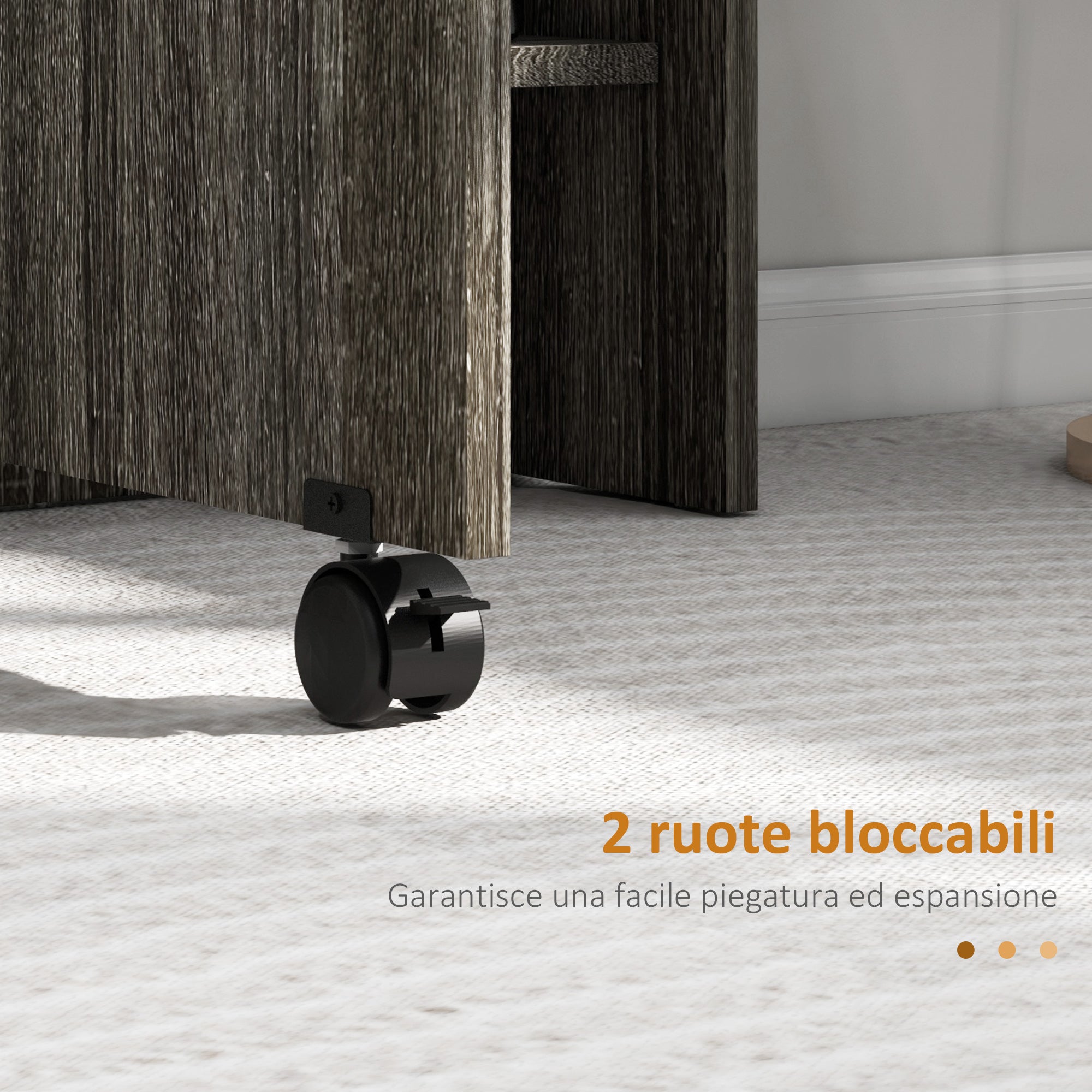 Tavolo Salvaspazio a Ribalta 140x75x74 cm fino a 6 Persone Rivestimento in Melamina Grigio