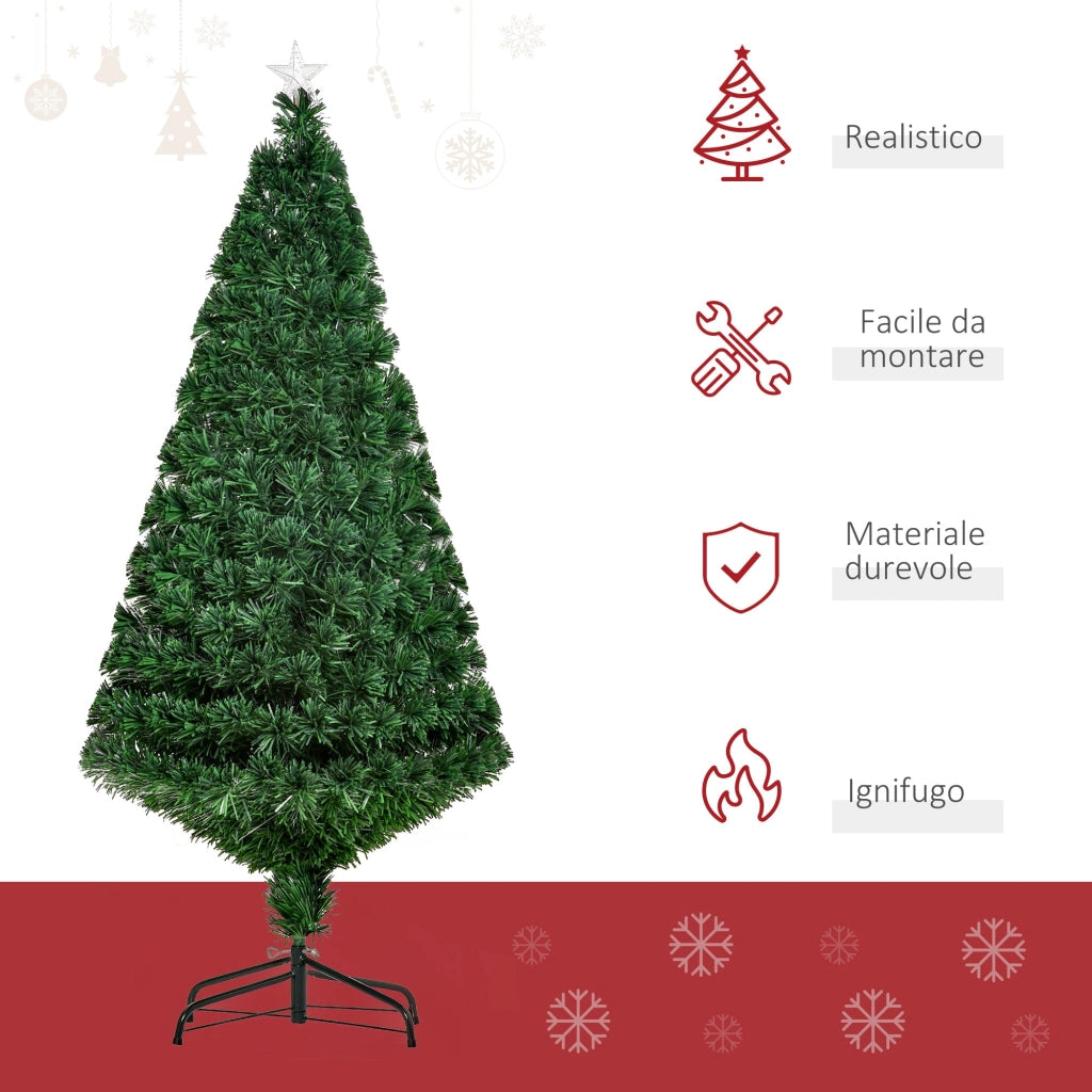 Albero di Natale Artificiale 150 cm Foltissimo in Fibra Ottica con Supporto