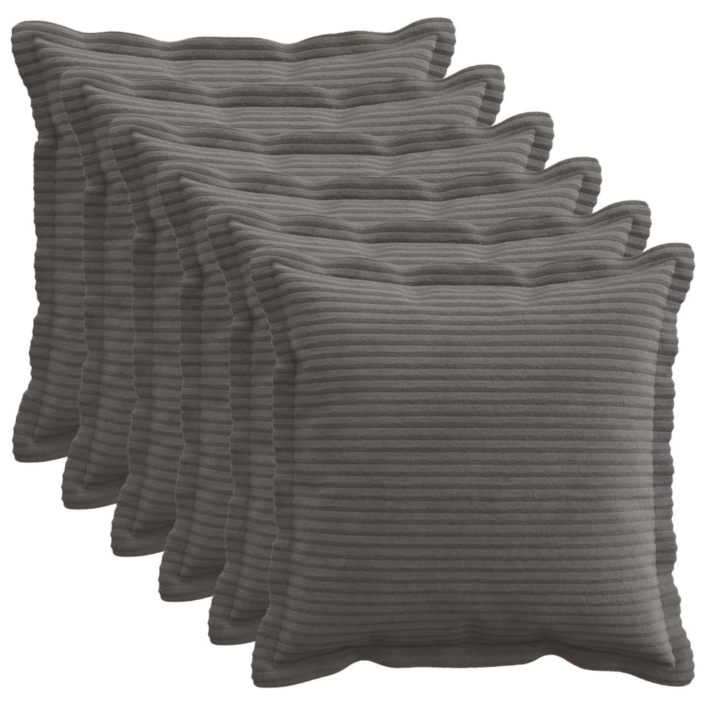 Federa 6 pz HOUTEN Grigio Scuro 45 x 45 cm corduroy 918629