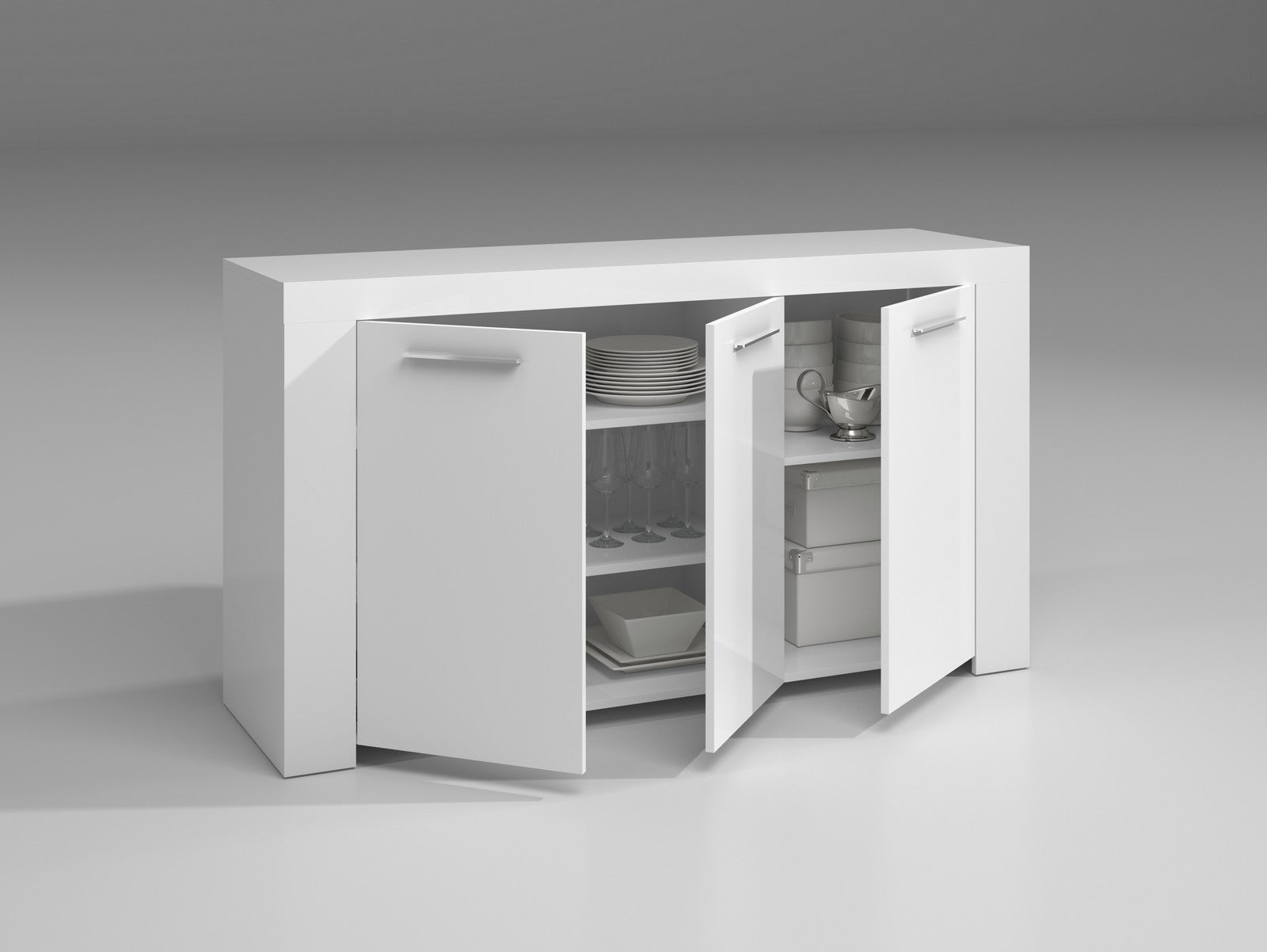kit credenza 3 ante ambit 144x42xh80 cm bianco cod:ferx.94618