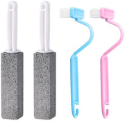 Set di spazzole per il water di acciaio inossidabile - 2 pezzi - Spazzola a U a forma lunga - Spazzola per la pulizia profonda - Materiale: plastica e pietra di carbone - Colori: grigio e blu