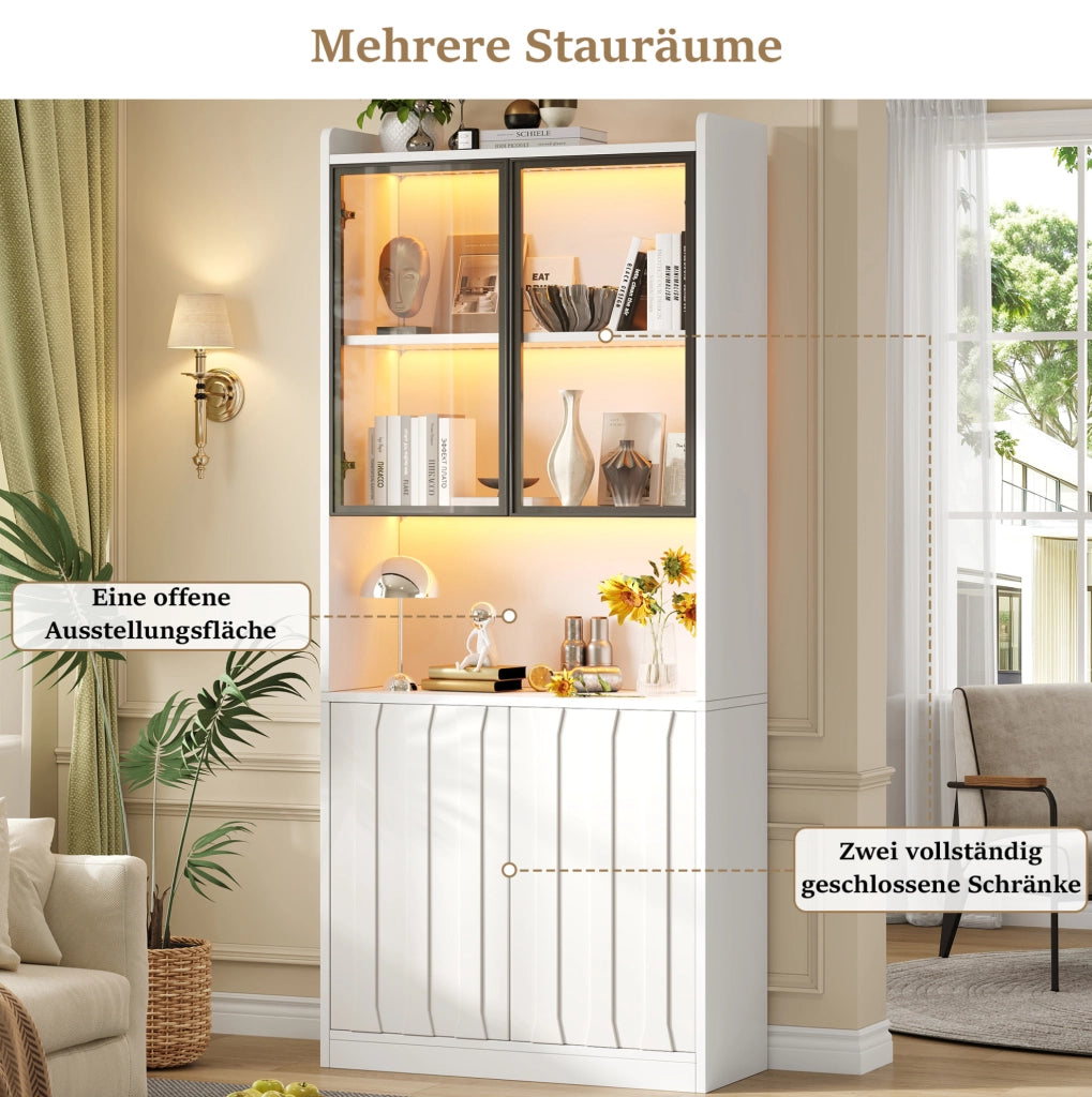 VETRINA LED Bluetooth 160x35x200 cm Bianca Set da 2 pezzi
