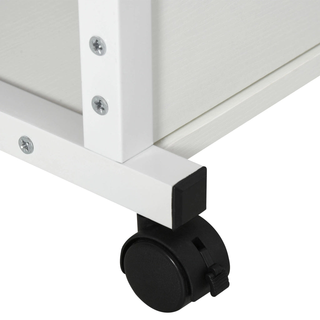 Tavolino da salotto con rotelle, altezza regolabile, 2 ripiani ¨C Minimal ¨C Bianco, metallo, 80x40x72-82 cm