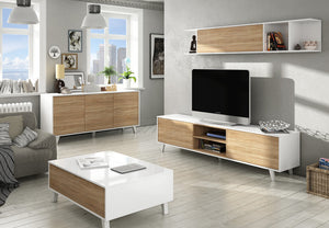 kit credenza 3 ante zaiken 154x41xh75 cm bianco rovere cod:ferx.94620
