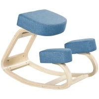 Sedia Ergonomica con Inginocchiatoio in Legno di Betulla e Cuscino, 51x69x58cm, Blu