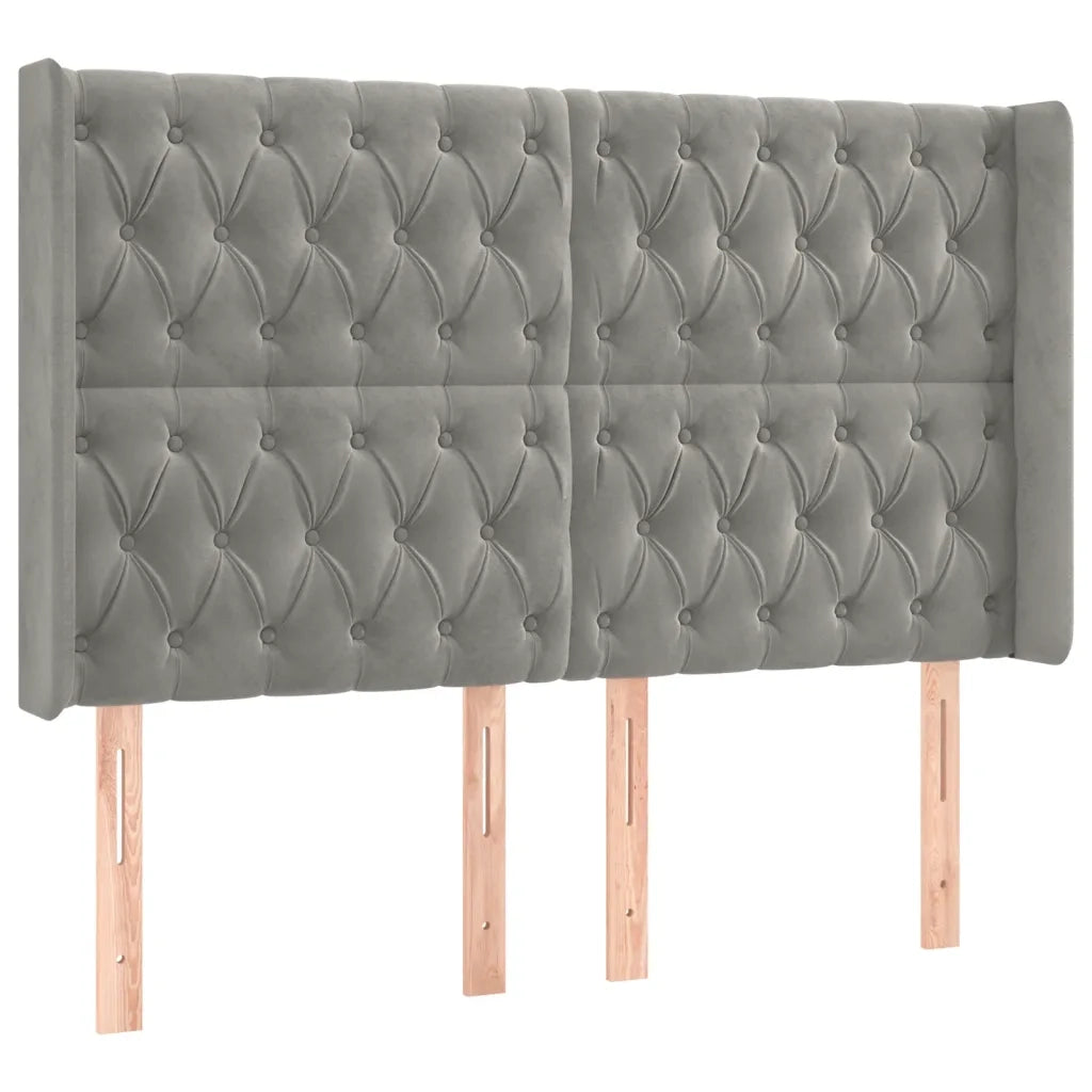 Testiera ad Orecchio Grigio Chiaro 163x16x118/128 cm in Velluto