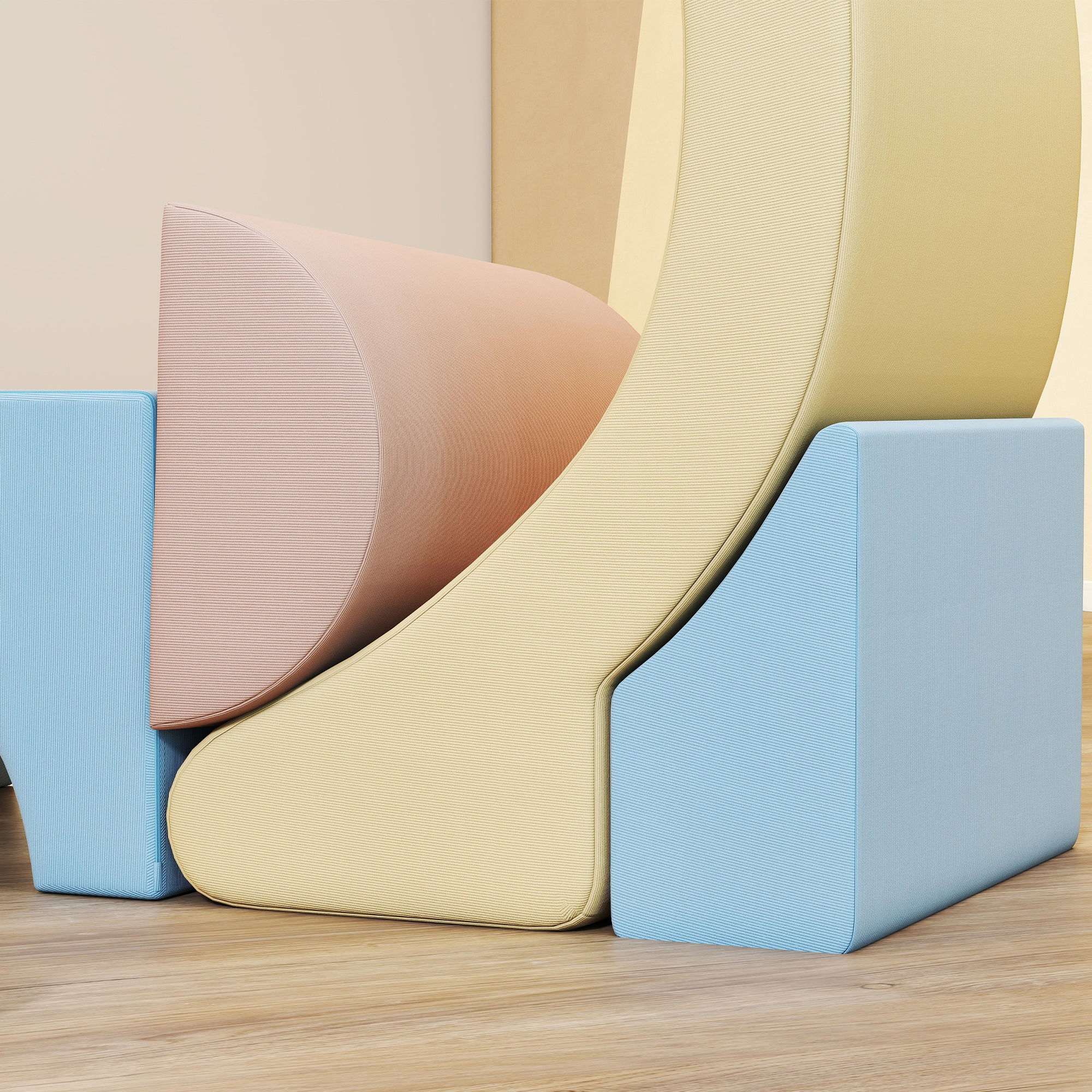 Set 5 Costruzioni Morbide per Bambini Rivestimento in Velluto Sfoderabile e Lavabile Multicolore