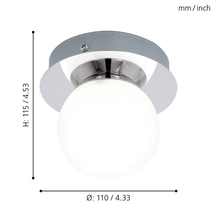 Plafoniera Moderna Mosiano Acciaio Cromo 1 Luce Led Integrato 3,3W