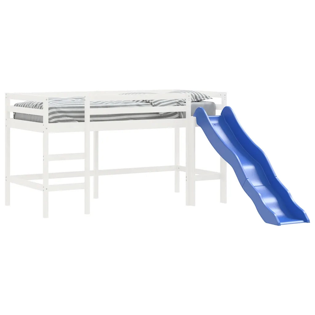 Letto Soppalco Scivolo Bambini Bianco 90x200 cm Massello Pinocod mxl 84628