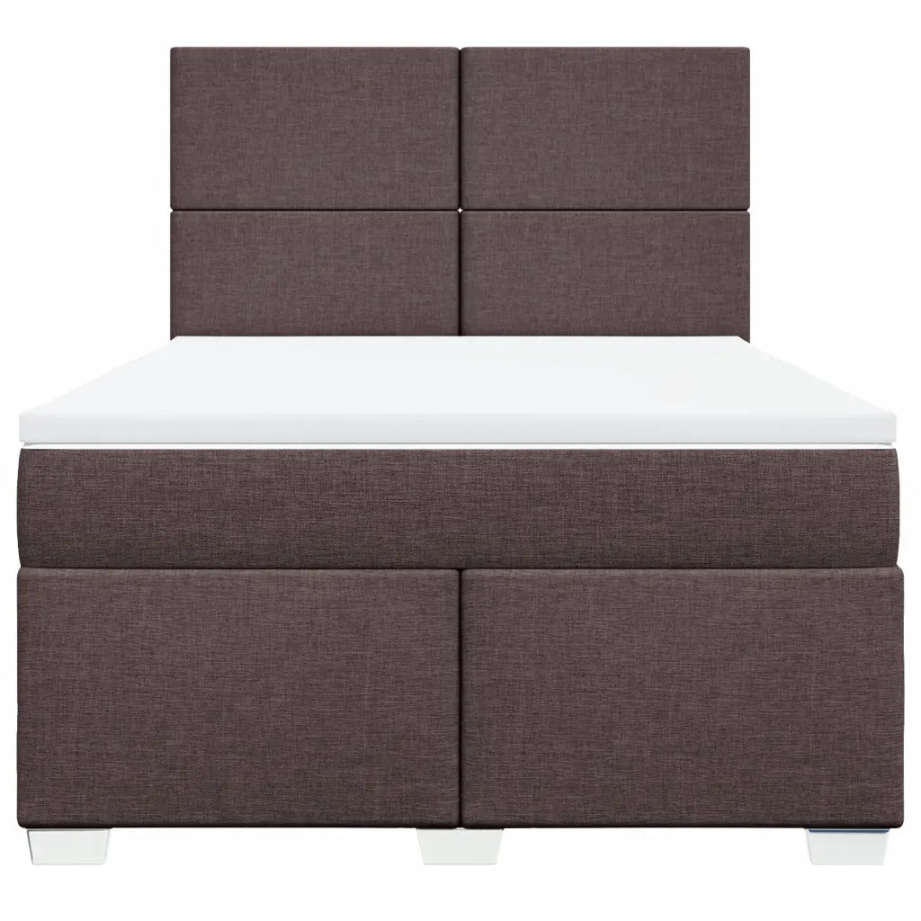 Giroletto a Molle con Materasso Marrone Scuro 140x200cm Tessuto