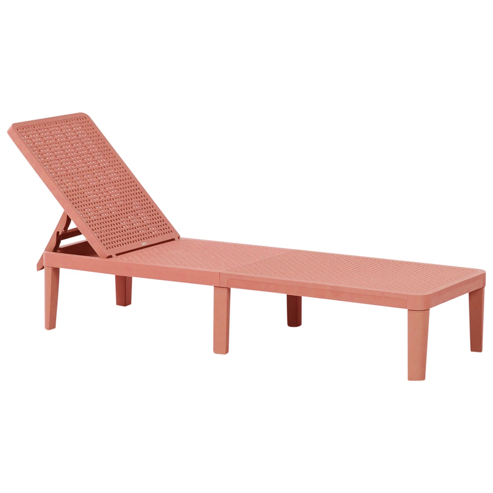 Sdraio da giardino rosso Materiale sintetico Reclinabile Moderno Schienale regolabile Resistente alla ruggine Senza braccioli