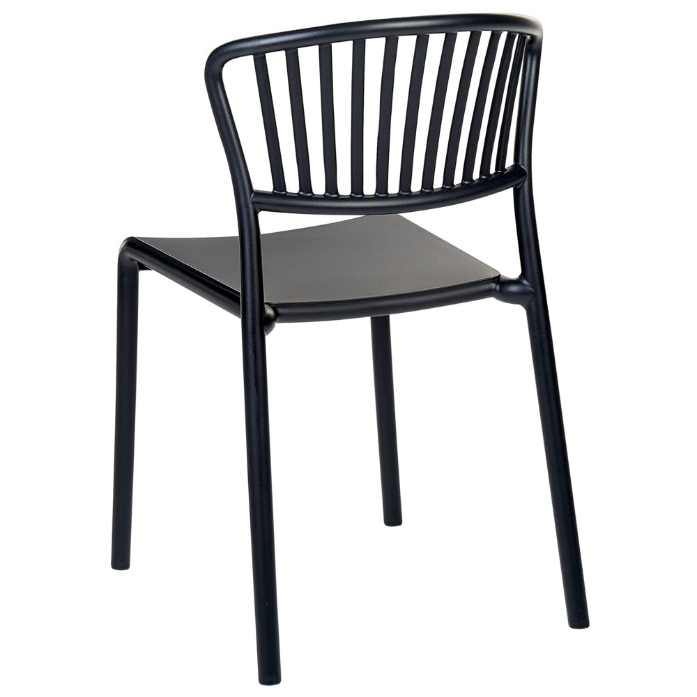 Set di 4 sedie da pranzo in plastica nero per interni ed esterni da giardino impilabili in stile minimalista