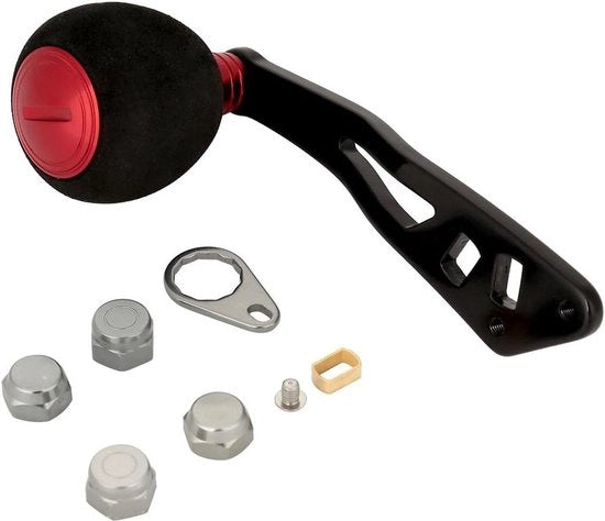 Manubrio per Magnete a Baitcasting con Grip EVA a Viti - Ricambi per Magnete a Profilo Basso - Nero-rossa