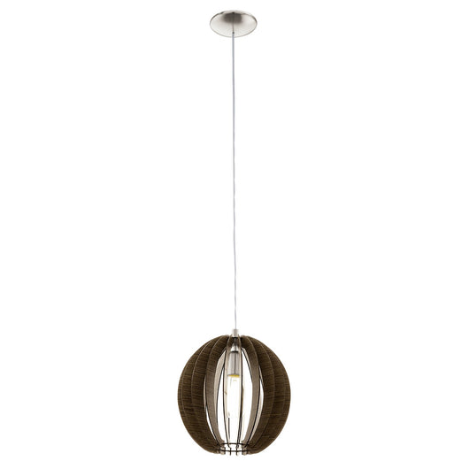 Lampadario Contemporaneo Cossano Acciaio Nichel Legno 1 Luce E27