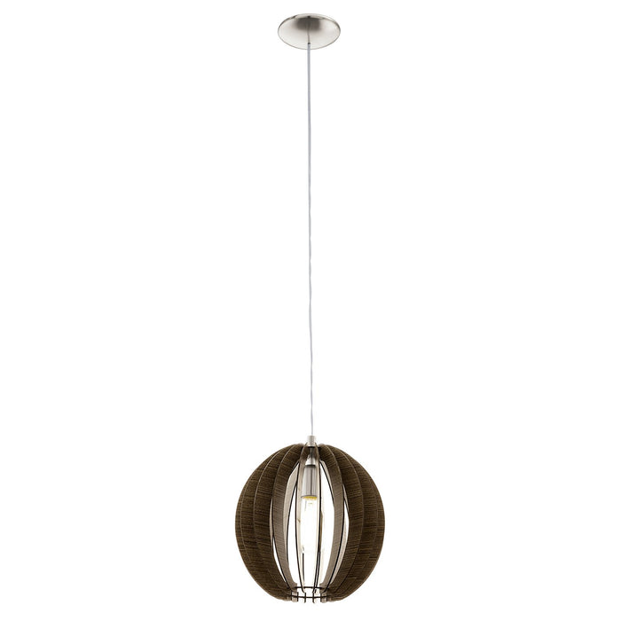 Lampadario Contemporaneo Cossano Acciaio Nichel Legno 1 Luce E27