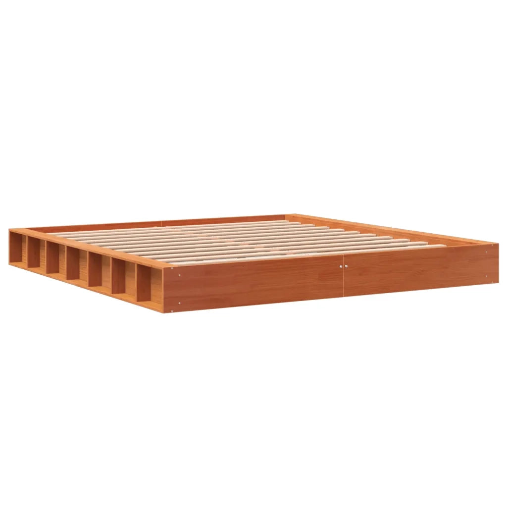 Giroletto senza Materasso Marrone Cera 200x200 cm Legno di Pino 3211838