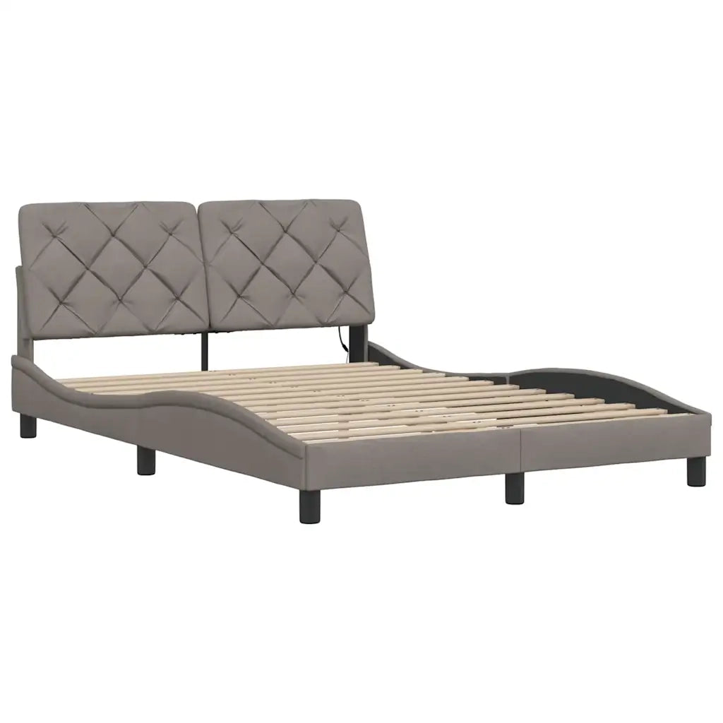 Giroletto con LED senza Materasso-Struttura Letto Tortora 140x190 cm in Tessuto