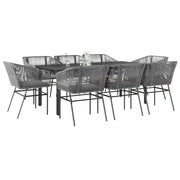 Set da Pranzo da Giardino 9 pz con Cuscini Polyrattan Vetro 3334631