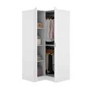 Guardaroba Aser, Mobile angolare per camera da letto, Armadio appendiabiti ad angolo a 2 ante battenti, 91x93h184 cm, Bianco