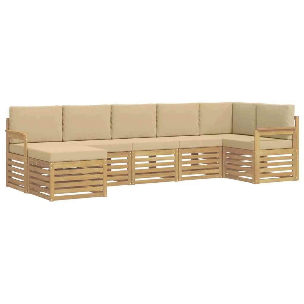 Set di divani da esterno 6 pcs Bianco e Beige