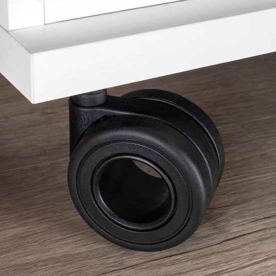 Lot di 4 ruote Hole con piatto di montaggio, diametro 65mm, Acciaio, Nero e Verniciato in Plastica