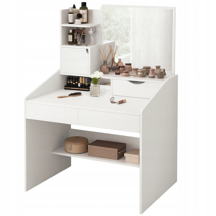 Toilette con specchio bianco trucco glamour con cassetti scandinavo moderno
