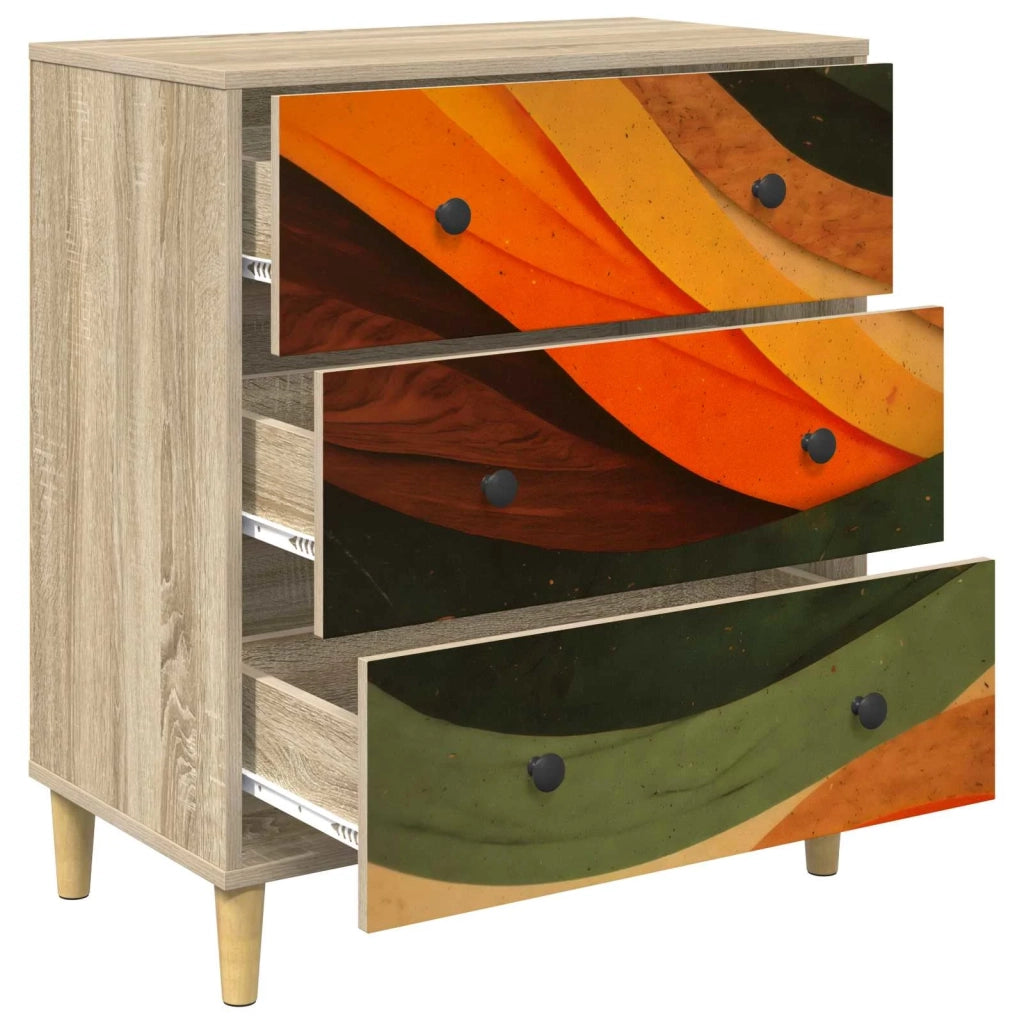 Cassettiera BONN Stampa retro wave 66 x 36,5 x 75 cm Sonoma 8007361