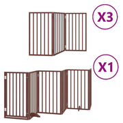 Cancelletto di sicurezza per animali domestici porta pieghevole 15 pannelli lunghezza 750 cm legno di pioppo marrone 02_0023192