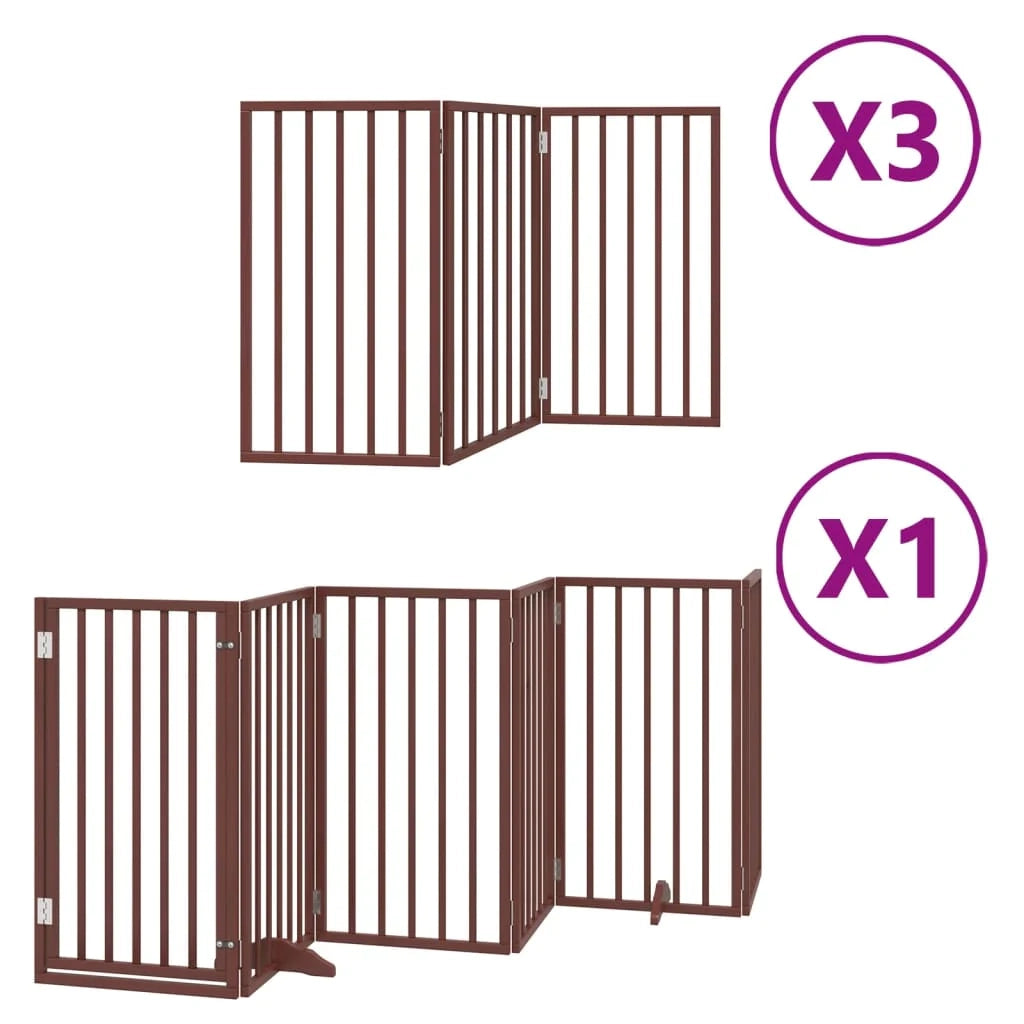 Cancelletto di sicurezza per animali domestici porta pieghevole 15 pannelli lunghezza 750 cm legno di pioppo marrone 02_0023192