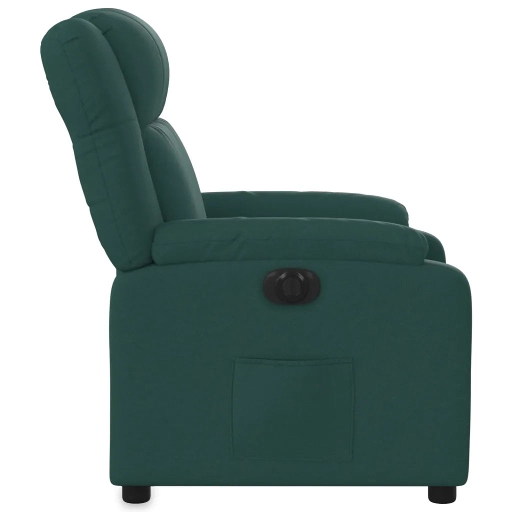 Poltrona | Sedia Relax Elettrica Reclinabile Verde Scuro in Tessuto