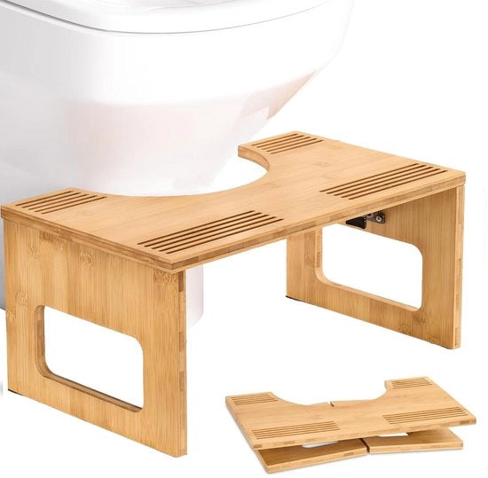 Toiletkruk in bambù, toiletkruk opvolutile per adulti, toiletkruk con antislip per sedersi, toiletkruk ergonomico per la stanza da bagno, toiletkruk per proctologia, costipazione e flatulenza