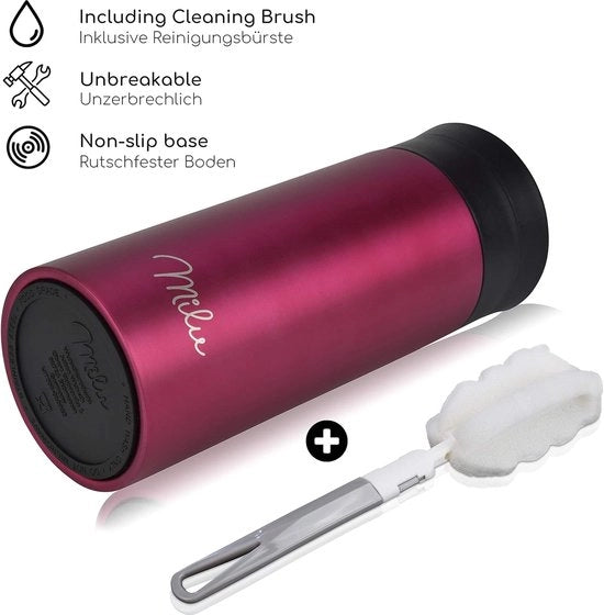 Tazza termica - 350ml, 450ml 100% libera da zucchero - tazza isolante, tazza da caffè to go, tazza da drink in acciaio inossidabile - tazza da viaggio con doppia parete isolante - tazza da viaggio con filtro per il fumo - Tazza da viaggio (Berry, 350ml)