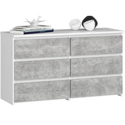 Cassettiera CL100 compatta AKORD Bianca 100 cm 6 cassetti inserto frontale Cemento 100x35x57 cm