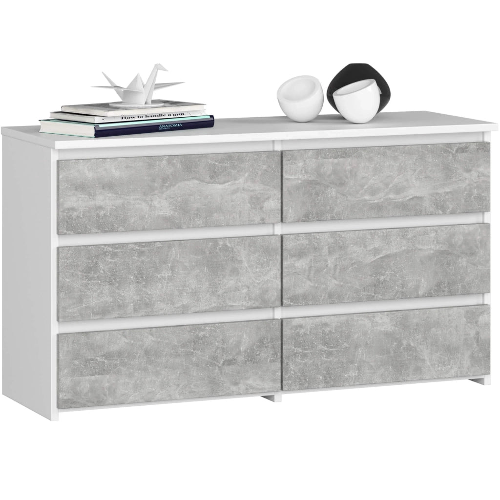 Cassettiera CL100 compatta AKORD Bianca 100 cm 6 cassetti inserto frontale Cemento 100x35x57 cm