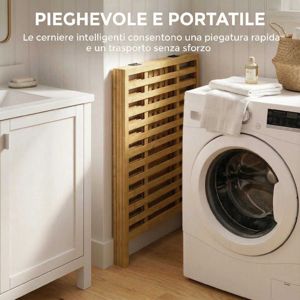 Cesto Portabiancheria in Bamb¨´ con 2 Sacche ¨C zephmum ¨C Legno 64L