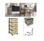 Cassettiera Organizzatore da Ufficio Bagno Canestrata 4 Cassetti Beige Marrone