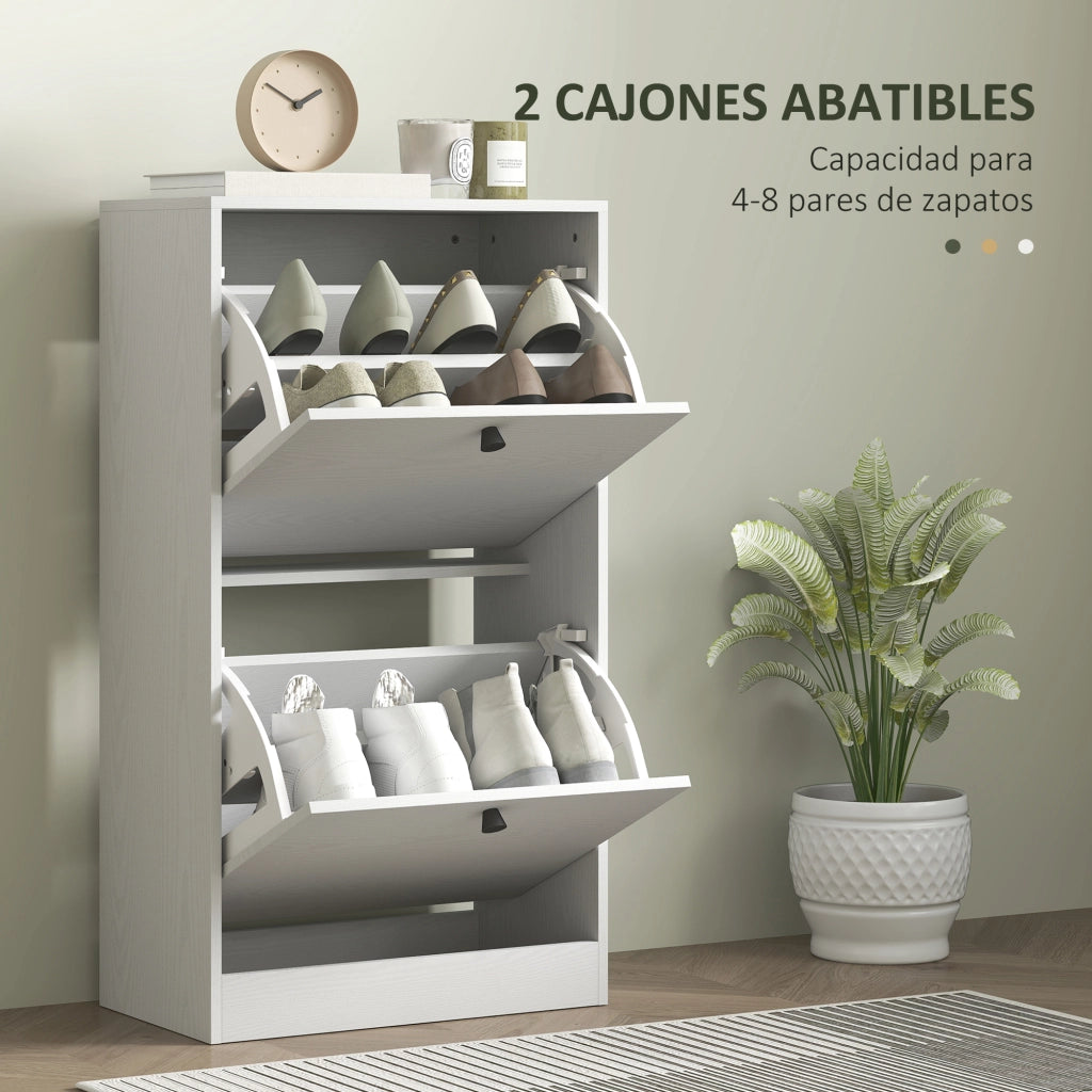 Scarpiera con 2 Cassetti ¨C zephmum ¨C Bianco Veteado 47x26x85 cm