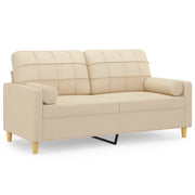 Divano | Divano da soggiorno | Sofa a 2 Posti con Cuscini Crema 140 cm in Tessuto