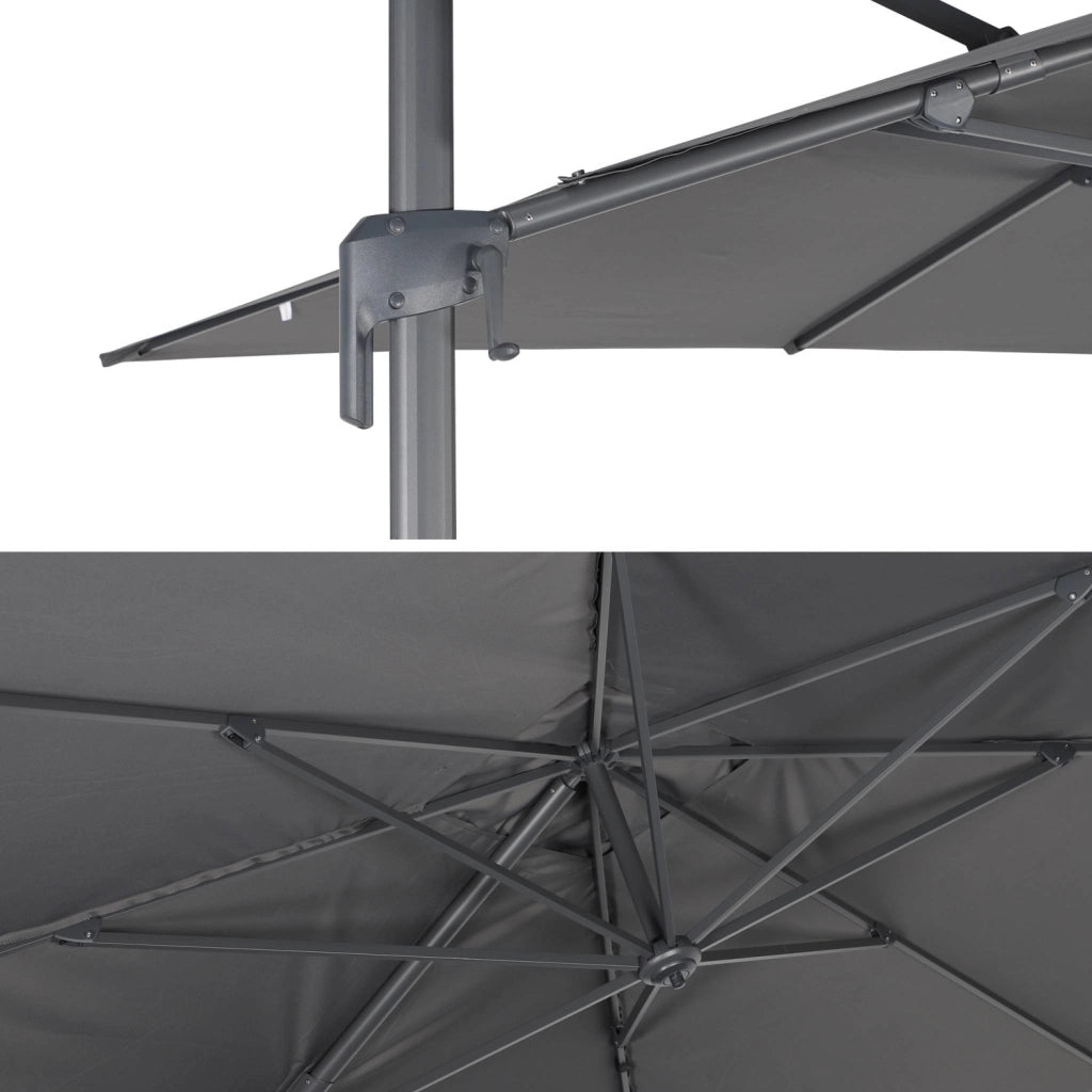 Ombrellone rettangolare decentrato, 3x4m, grigio