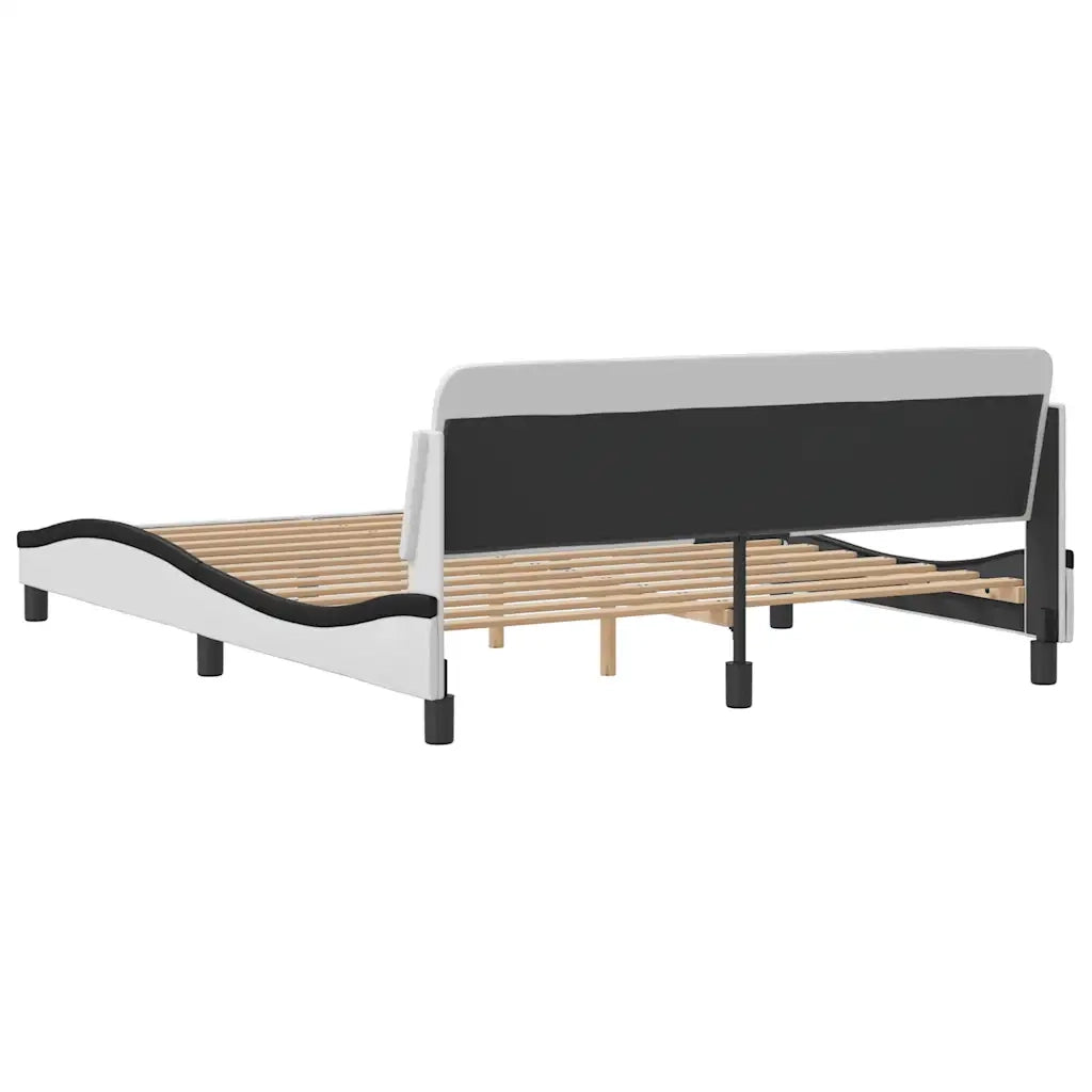 vidaXL Giroletto con Testiera Nero e Bianco 160x200 cm in Similpelle