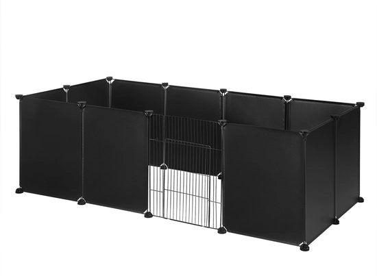 Ren per Cani, Gatti e Conigli con Porta - Recinzione per Cani, Gatti e Conigli - Materiali Plastica e Metallo - 142x72x46 cm - Nero