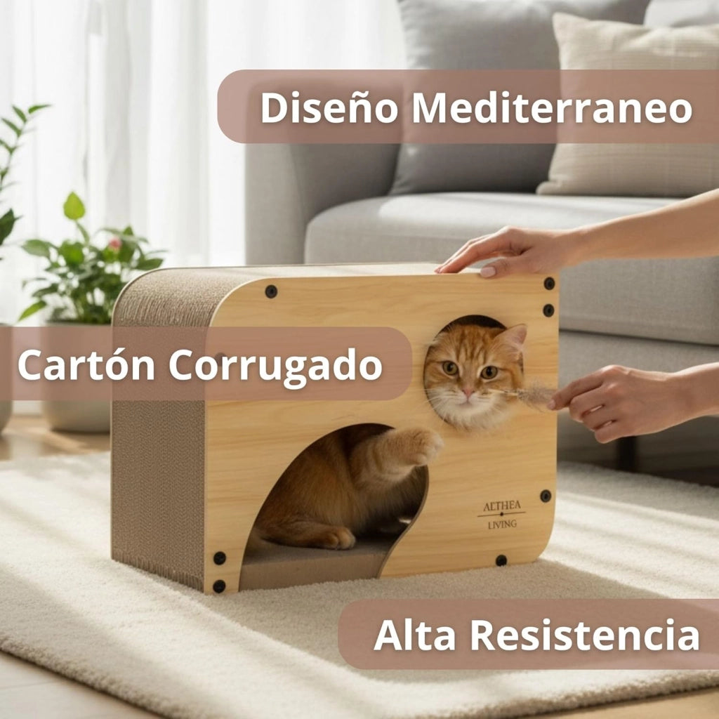 Gatto tiragraffi CARABELA nido con tunnel integrato 3 in 1 34 x 44 x 25 cm