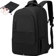 Zaino impermeabile per laptop 17,3 pollici - Uomo e donna - Con borsa per scarpe - Nero - Per lavoro, escursioni, viaggi